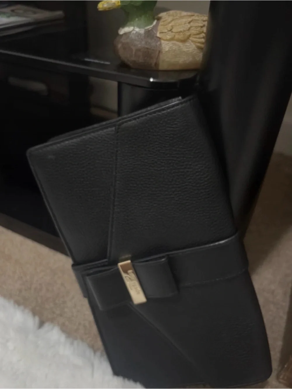 kate spade Black Leather Envelope Clutch